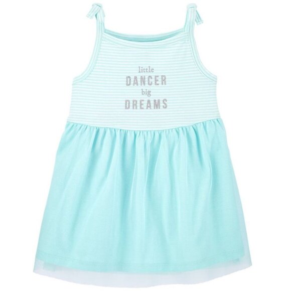Carter's Baby Girls Short Sleeve a-Line Dress, Newborn , Green - Picture 1 of 4